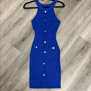 Almost Famous Blue Halter Sheath Midi Dress